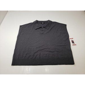 DKNY Womens Sweater Shirt Sleeveless Collared Tight Knit Soft Grey Size XL